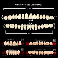 Зубы PX CROWN / EFUCERA, цвет C2, фасон C51/N42/30, полный гарнитур, 28шт.