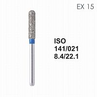 Бор алмазный MANI EX-15 по ISO 141, цилиндр ,021 х 8.4 х 22.1 мм, зернистость S, 5 штук