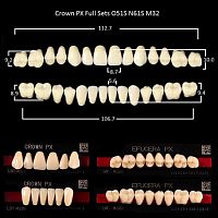 Зубы PX CROWN / EFUCERA, цвет W05, фасон O51S/N61S/32, полный гарнитур, 28шт.