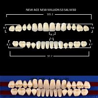 Зубы NEW ACE/NEW MILLION, цвет B1, фасон S3/S4L/M30, полный гарнитур, 28шт.