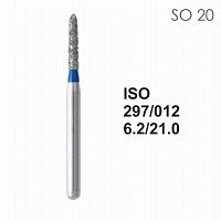 Бор алмазный MANI SO-20 по ISO 297, пламя ,012 х 6.2 х 21 мм, зернистость S, 5 штук