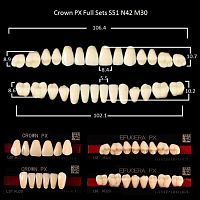 Зубы PX CROWN / EFUCERA, цвет C1, фасон S51/N42/30, полный гарнитур, 28шт.