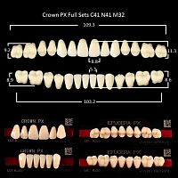 Зубы PX CROWN / EFUCERA, цвет W05, фасон C41/N41/32, полный гарнитур, 28шт.