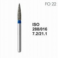Бор алмазный MANI FO-22 по ISO 288, пламя ,016 х 7.2 х 21.1 мм, зернистость S, 5 штук