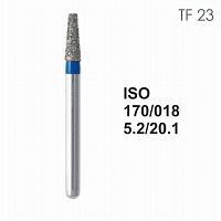 Бор алмазный MANI TF-23 по ISO 170, конус ,018 х 5.2 х 20.1 мм, зернистость S, 5 штук