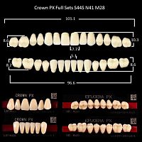 Зубы PX CROWN / EFUCERA, цвет C1, фасон S44S/N41/28, полный гарнитур, 28шт.