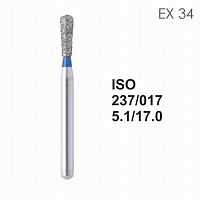 Бор алмазный MANI EX-34 по ISO 237, груша ,017 х 5.1 х 17.0 мм, зернистость S, 5 штук