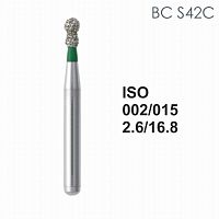 Бор алмазный MANI BC-S42C по ISO 002, шар с воротником, 015 х 2.6 х 16.8 мм, зернистость C, 5 штук