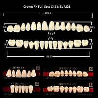 Зубы PX CROWN / EFUCERA, цвет W05, фасон C42/N41/28, полный гарнитур, 28шт.