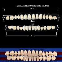 Зубы NEW ACE/NEW MILLION, цвет C1, фасон SS3/S4L/M30, полный гарнитур, 28шт. 