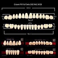 Зубы PX CROWN / EFUCERA, цвет D3, фасон C42/N41/28, полный гарнитур, 28шт.