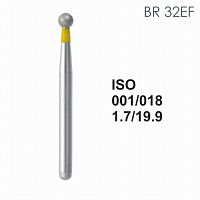 Бор алмазный MANI BR-32EF по ISO 001, шар, 018 х 1.7 х 19.9 мм, зернистость EF, 5 штук