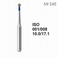 Бор алмазный MANI MI-S45 по ISO 001, шар ,008 х 10.0 х 17.1 мм, зернистость S, 5 штук