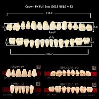 Зубы PX CROWN / EFUCERA, цвет D4, фасон O61S/N61S/32, полный гарнитур, 28шт.