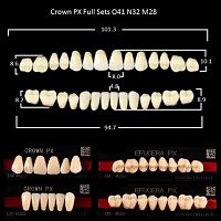 Зубы PX CROWN / EFUCERA, цвет A1, фасон O41/N32/28, полный гарнитур, 28шт.