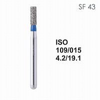 Бор алмазный MANI SF-43 по ISO 109, цилиндр ,015 х 4.2 х 19.1 мм, зернистость S, 5 штук