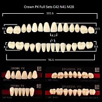 Зубы PX CROWN / EFUCERA, цвет B1, фасон C42/N41/28, полный гарнитур, 28шт.