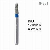 Бор алмазный MANI TF-S31 по ISO 170, конус ,016 х 4.2 х 16.8 мм, зернистость S, 5 штук