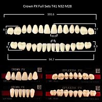 Зубы PX CROWN / EFUCERA, цвет A2, фасон T41/N32/28, полный гарнитур, 28шт.