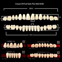 Зубы PX CROWN / EFUCERA, цвет B3, фасон T51/N42/30, полный гарнитур, 28шт.