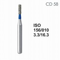 Бор алмазный MANI CD-58 по ISO 156, цилиндр,010 х 3.3 х 16.3 мм, зернистость S, 5 штук