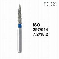 Бор алмазный MANI FO-S21 по ISO 297, пламя ,014 х 7.2 х 18.2 мм, зернистость S, 5 штук