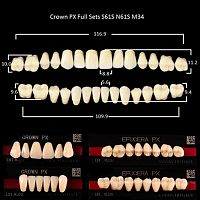 Зубы PX CROWN / EFUCERA, цвет A1, фасон S61S/N61S/34, полный гарнитур, 28шт.