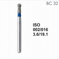 Бор алмазный MANI BC-32 по ISO 002, шар с воротником, 016 х 3.6 х 19.1 мм, зернистость S, 5 штук