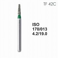Бор алмазный MANI TF-42C по ISO 170, конус ,013 х 4.2 х 19.0 мм, зернистость C, 5 штук