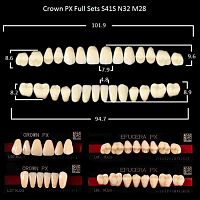 Зубы PX CROWN / EFUCERA, цвет B2, фасон S41S/N32/28, полный гарнитур, 28шт.
