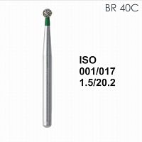 Бор алмазный MANI BR-40C по ISO 001, шар, 017 х 1.5 х 20.2 мм, зернистость C, 5 штук