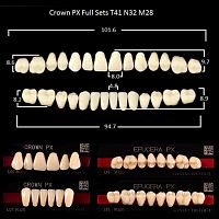 Зубы PX CROWN / EFUCERA, цвет A3, фасон T41/N32/28, полный гарнитур, 28шт.