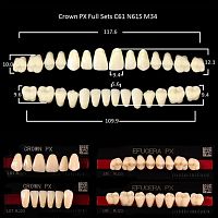Зубы PX CROWN / EFUCERA, цвет A3, фасон C61/N61S/34, полный гарнитур, 28шт.