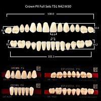 Зубы PX CROWN / EFUCERA, цвет C1, фасон T51/N42/30, полный гарнитур, 28шт.