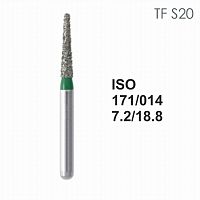 Бор алмазный MANI TF-S20 по ISO 171, конус ,014 х 7.2 х 18.8 мм, зернистость S, 5 штук