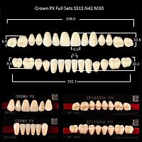 Зубы PX CROWN / EFUCERA, цвет A1, фасон S51S/N42/30, полный гарнитур, 28шт.