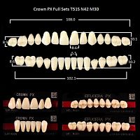 Зубы PX CROWN / EFUCERA, цвет W05, фасон T51S/N42/30, полный гарнитур, 28шт.