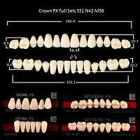 Зубы PX CROWN / EFUCERA, цвет W05, фасон S51/N42/30, полный гарнитур, 28шт.