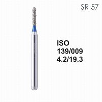Бор алмазный MANI SR-57 по ISO 139, цилиндр ,009 х 4,2 х 19.3 мм, зернистость S, 5 штук
