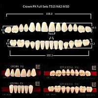 Зубы PX CROWN / EFUCERA, цвет A3,5, фасон T51S/N42/30, полный гарнитур, 28шт.