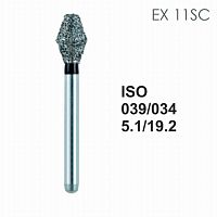 Бор алмазный MANI EX-11SC по ISO 039, дв.конус ,023 х 5.3 х 19.1 мм, зернистость SC, 5 штук