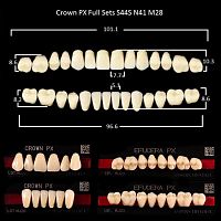 Зубы PX CROWN / EFUCERA, цвет D4, фасон S44S/N41/28, полный гарнитур, 28шт.