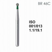 Бор алмазный MANI BR-46C по ISO 001, шар, 013 х 1.1 х 19.1 мм, зернистость C, 5 штук