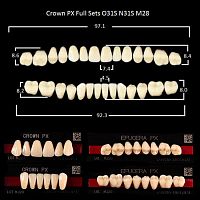 Зубы PX CROWN / EFUCERA, цвет C1, фасон O31S/N31S/28, полный гарнитур, 28шт.