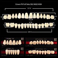 Зубы PX CROWN / EFUCERA, цвет A2, фасон C61/N61S/34, полный гарнитур, 28шт.