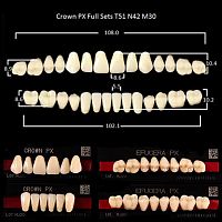 Зубы PX CROWN / EFUCERA, цвет A3, фасон T51/N42/30, полный гарнитур, 28шт.
