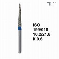 Бор алмазный MANI TR-11 по ISO 199, конус ,016 х 10.2 х 21.8 мм, зернистость S, 5 штук