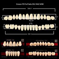 Зубы PX CROWN / EFUCERA, цвет A3, фасон S51/N42/30, полный гарнитур, 28шт.