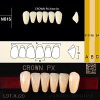 Зубы CROWN PX Anterior, цвет C3 фасон N61S композитные трёхслойные, 6шт.
