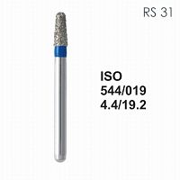 Бор алмазный MANI RS-31 по ISO 544, конус ,019 х 4.4 х 19.2 мм, зернистость S, 5 штук